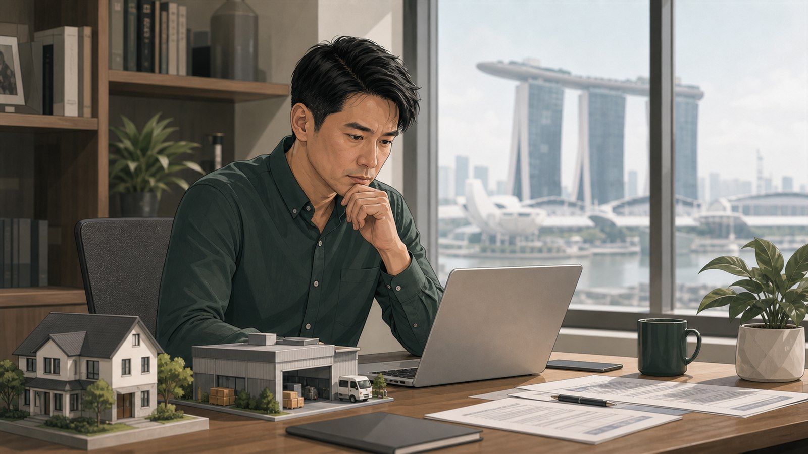 Singapore business owner reviewing personal guarantee default risk and SME loan documents