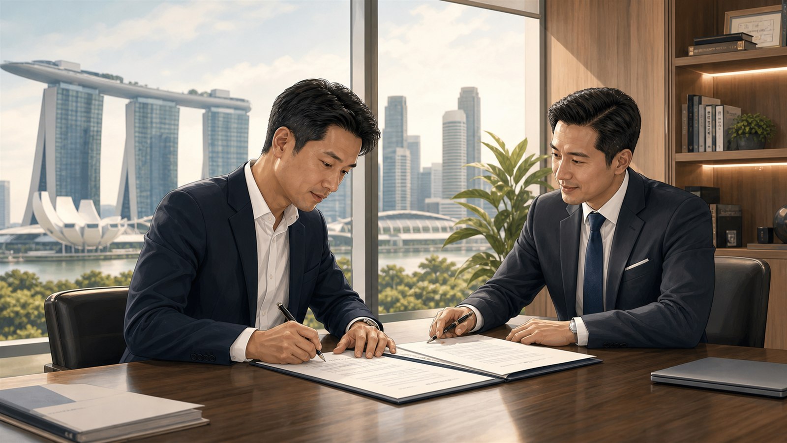 Singapore SME director signing a personal guarantee for a business loan